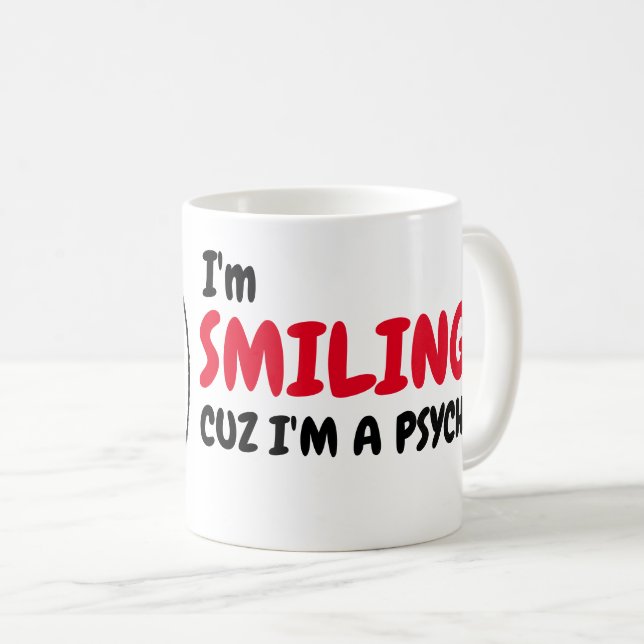 Funny Psycho Spaß Morning Coffee Meme Kaffeetasse (VorderseiteRechts)