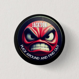 Funny Puck Rund um und erforsche den wütenden Puck Button