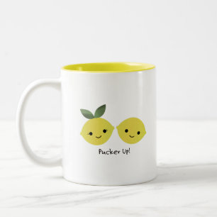 Funny Pucker Up Lemons Zweifarbige Tasse