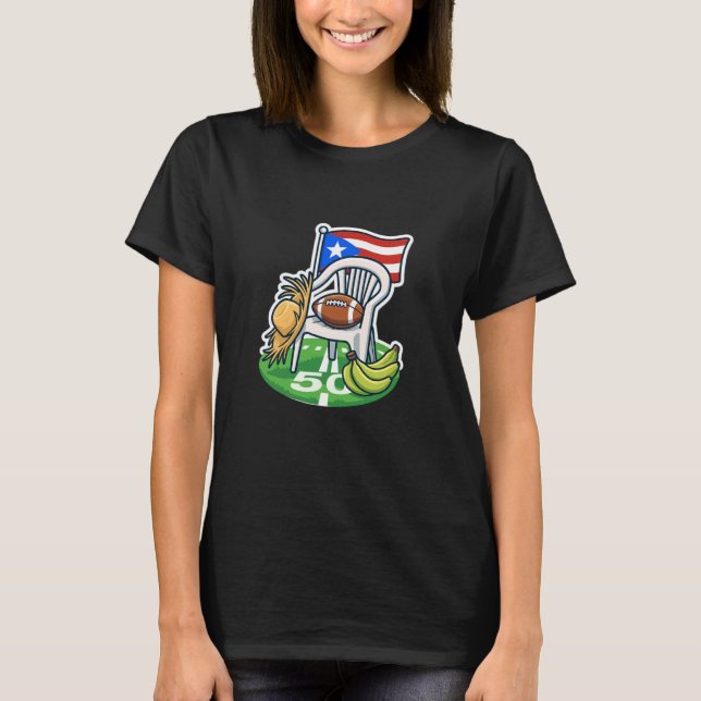 Funny Puerto Rico Flag Plastic Chair Football Desi T-Shirt (Vorderseite)