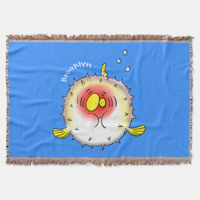 Funny Puffer Fish porcupfish Cartoon Decke (Vorderseite)