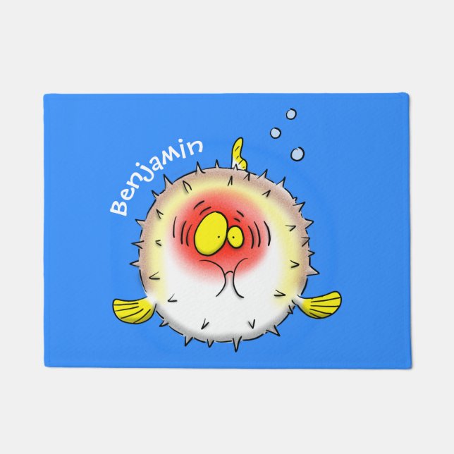 Funny Puffer Fish porcupfish Cartoon Fußmatte (Vorderseite)