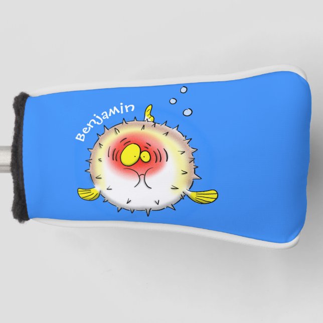 Funny Puffer Fish porcupfish Cartoon Golf Headcover (Vorderseite)