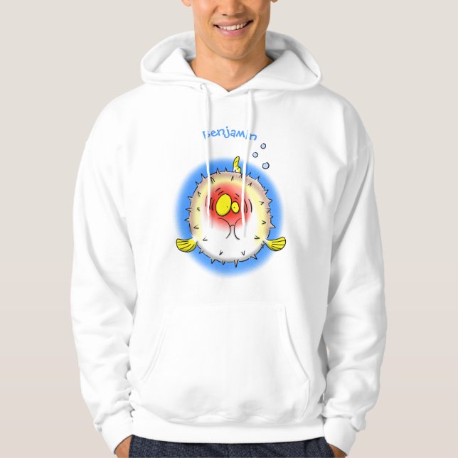Funny Puffer Fish porcupfish Cartoon Hoodie (Vorderseite)