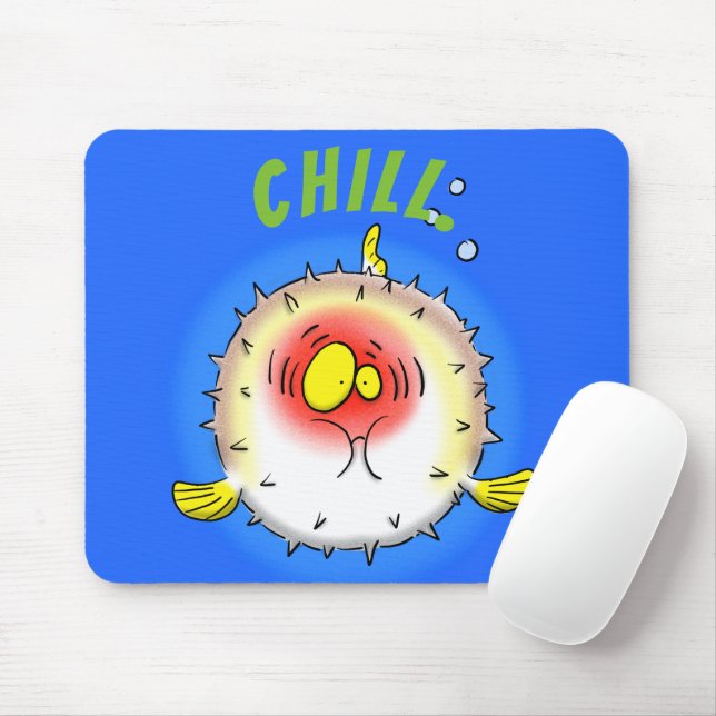 Funny Puffer Fish porcupfish Cartoon Mousepad (Mit Mouse)
