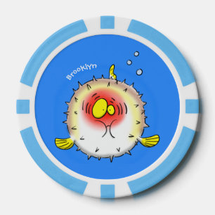 Funny Puffer Fish porcupfish Cartoon Pokerchips