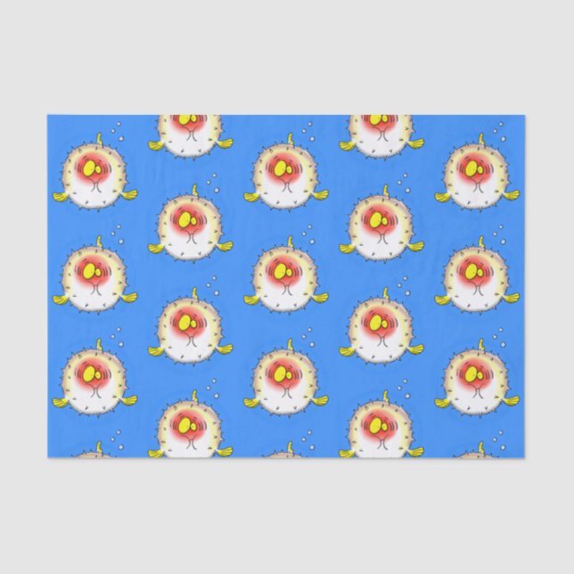 Funny Puffer Fish porcupfish Cartoon Seidenpapier (Vorderseite)