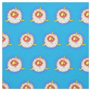 Funny Puffer Fish porcupfish Cartoon Stoff