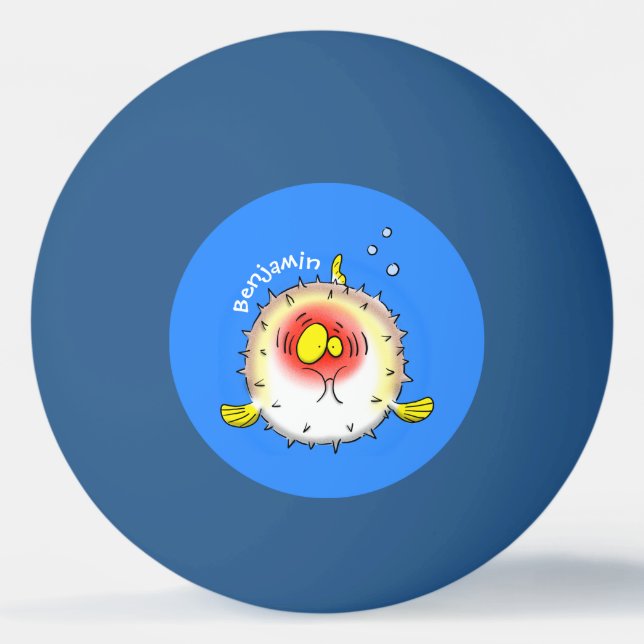Funny Puffer Fish porcupfish Cartoon Tischtennisball (Vorderseite)