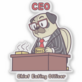 Funny Pug CEO - Chief Eating Officer Office Humor  Aufkleber