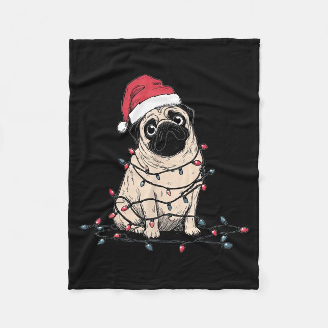 Funny Pug Christmas Graphics Dog Lights Lover Owne Fleecedecke (Vorderseite)