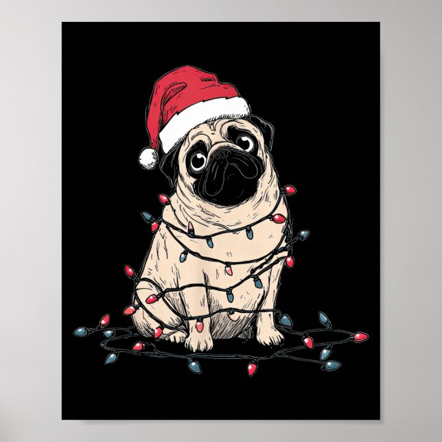 Funny Pug Christmas Graphics Dog Lights Lover Owne Poster (Vorne)
