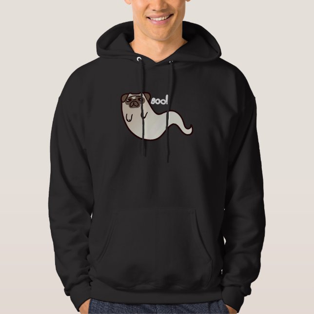 Funny Pug Dog Ghost BOO Halloween Scary spooky T Hoodie (Vorderseite)