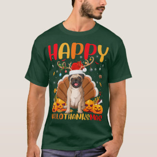 Funny Pug Dog Lover Happy Pug Hello ThanksMas T-Shirt