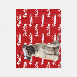 Funny Pug Dog with Name Pattern Christmas Fleecedecke