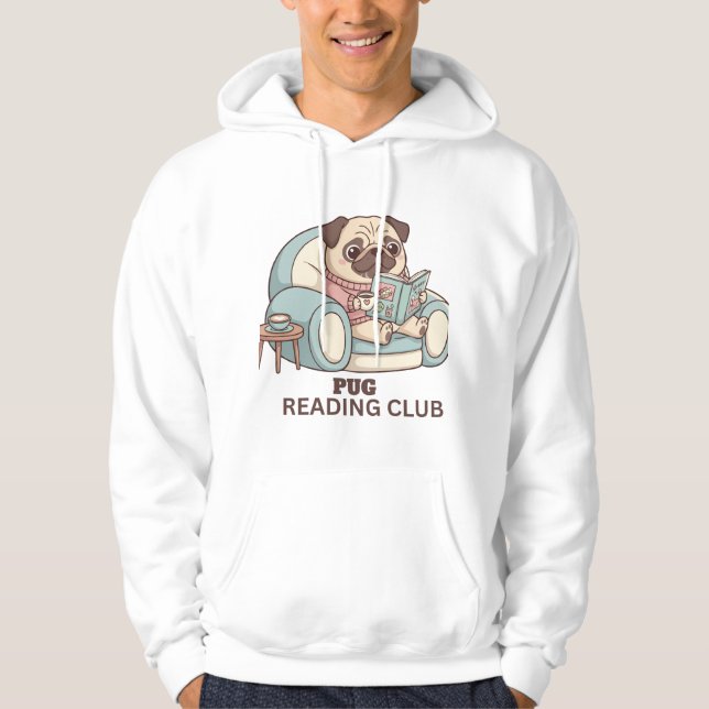 Funny Pug Reading Prose & Paws Hoodie (Vorderseite)