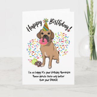 Funny Puggle Haustier Hund Geburtstagskarte Donuts Einladung