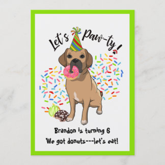 Funny Puggle Hund Donuts Geburtstagsparty Einladung