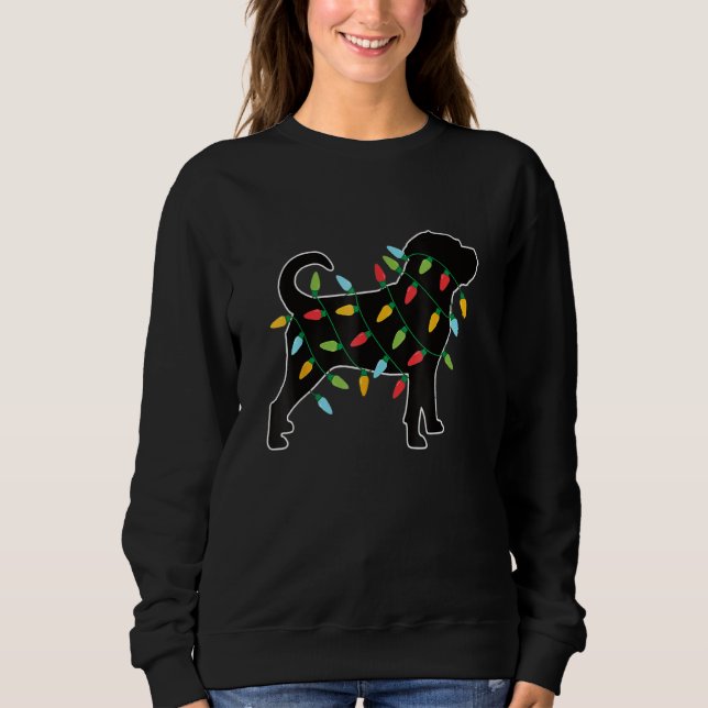 Funny Pugglegle Dog Tree Weihnachtslicht Xmas Paj Sweatshirt (Vorderseite)