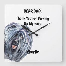 Funny Puli Hund Vater Watercolor Cappella Santa Ma Quadratische Wanduhr