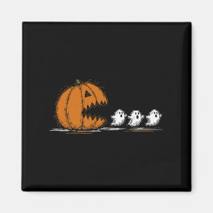 Funny Pumpkin Chasing Ghost Vintag Halloween Soky Magnet