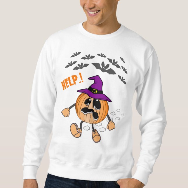 Funny Pumpkin entkommt Geisterflechten Sweatshirt (Vorderseite)