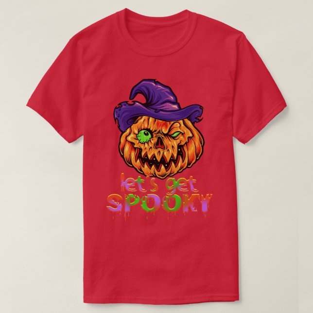 Funny Pumpkin erhalten Spooky Beängstigenden Hallo T-Shirt (Design vorne)