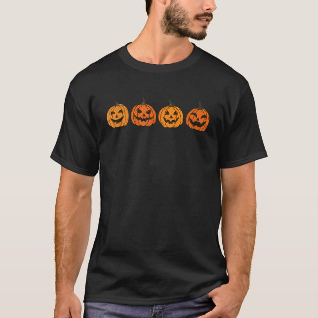 Funny Pumpkin Face Halloween Pumpkin Mens Frauen C T-Shirt (Vorderseite)