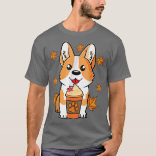 Funny Pumpkin Gewürz Corgi Kawaii Welpe Maple Leaf T-Shirt