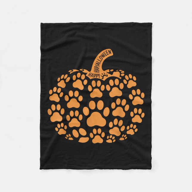 Funny Pumpkin Halloween Paw Hund für Männer Frauen Fleecedecke (Vorderseite)