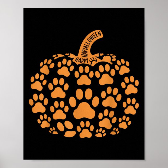 Funny Pumpkin Halloween Paw Hund für Männer Frauen Poster (Vorne)