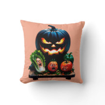 Funny Pumpkin Halloween Throw Kissen