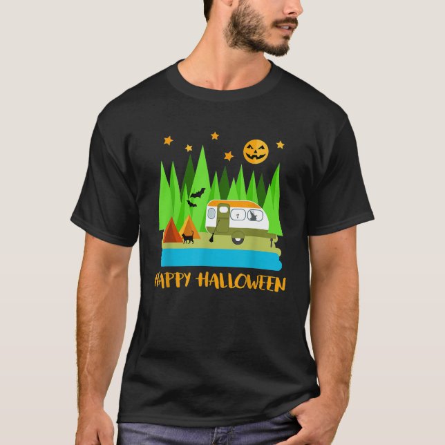 Funny Pumpkin Happy Camp-O-Ween Camping Lover Vate T-Shirt (Vorderseite)