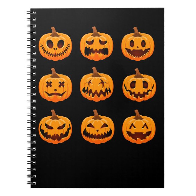 Funny Pumpkin konfrontiert Beängstigende glücklich Notizblock (Vorderseite)