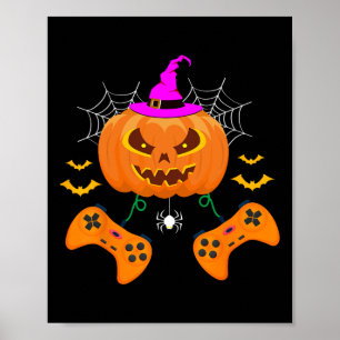 Funny Pumpkin Kürbislaterne Video Gamer Poster