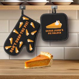 Funny Pumpkin Pie Oven Mitt & Pot Holder Set
