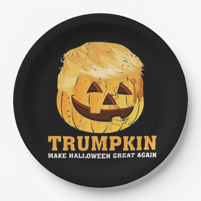 Funny Pumpkin Trumpkin Halloween Pappteller (Vorderseite)