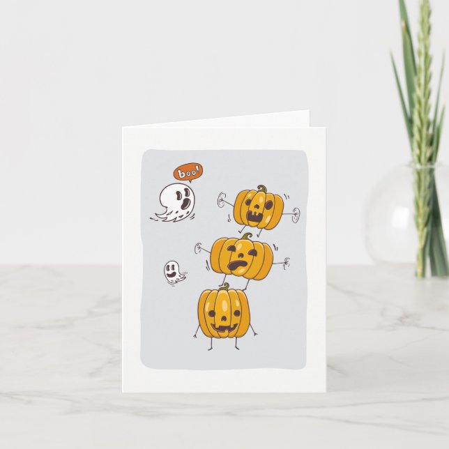Funny Pumpkins und Ghosts Note Card Karte (Vorderseite)