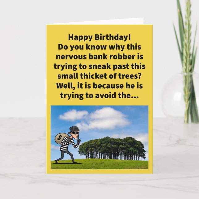 Funny Pun Avoid the Copse Happy Birthday Karte (Vorderseite)