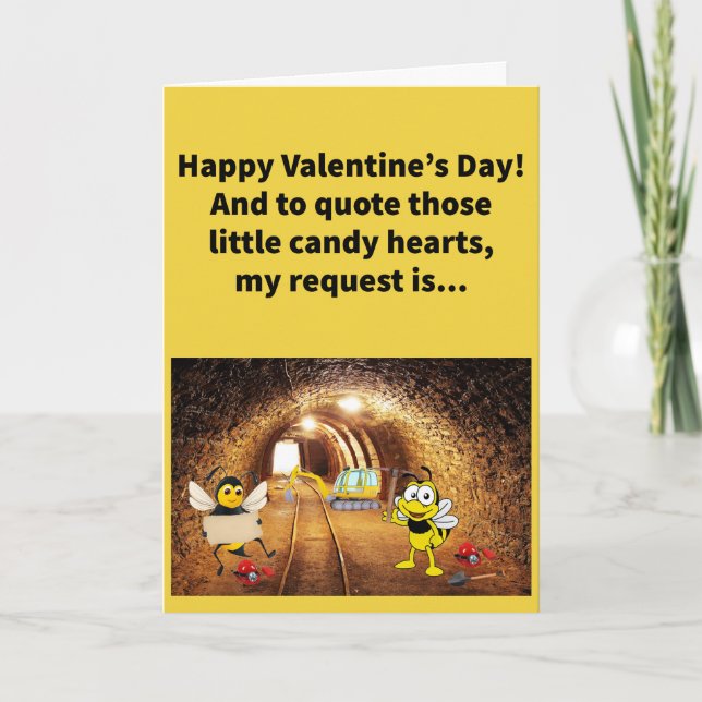 Funny Pun Bee Mine Happy Valentine's Day Karte (Vorderseite)