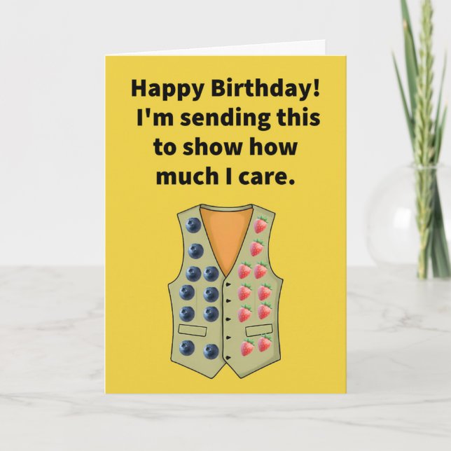 Funny Pun Berry Vest Happy Birthday Karte (Vorderseite)