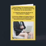 Funny Pun Constipatient Happy Birthday Karte<br><div class="desc">Verstopfung kann ein heikles Thema sein, aber einige Probleme verlangen, dass man einfach behalte, es durchzudrücken. Ich hoffe, dass diese Karte niemanden beleidigt, weil wir alle wissen, dass diese Situation manchmal zu einigen schrecklichen Rufen führen kann. Ich überlegte, die Person in diesem Foto zu einem jungen Anwalt zu machen, der...</div>