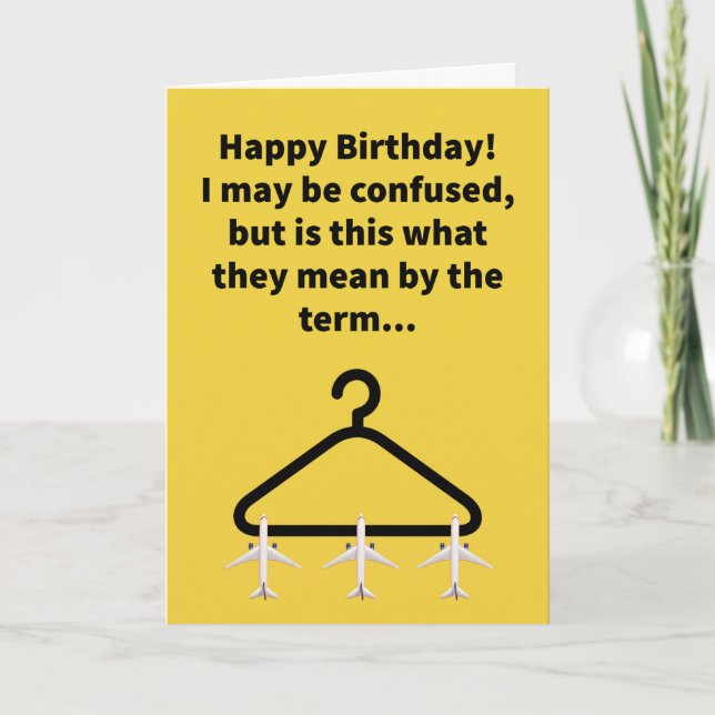 Funny Pun Flugzeug Hanger Happy Birthday Karte (Vorderseite)