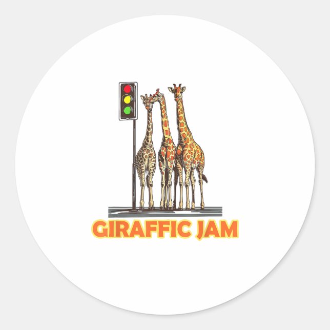 Funny Pun Giraffe Jam Runder Aufkleber (Vorderseite)