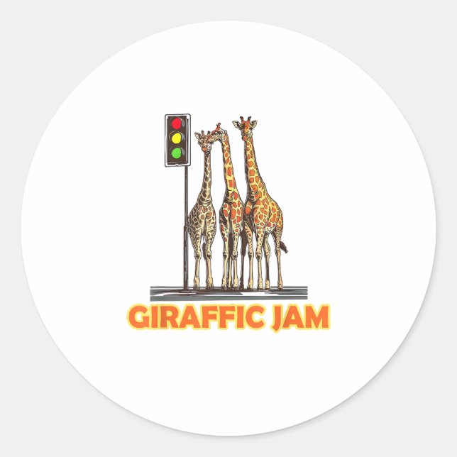 Funny Pun Giraffe Jam Runder Aufkleber (Vorderseite)