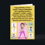 Funny Pun Sarah Tonin' Happy Birthday Karte<br><div class="desc">Es ist gut dokumentiert,  dass energische Übung die "Wohlfühl-Chemikalien" in Ihrem Gehirn erhöhen kann. Serotonin ist eine dieser Chemikalien und spielt eine Schlüsselrolle bei Stimmung,  Schlaf,  Knochengesundheit und Wundheilung. Klingt nach gutem Anreiz,  Sport behalten! Genießen Sie diese lustige Wortspielkarte!</div>