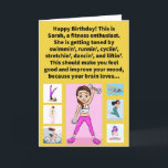 Funny Pun Sarah Tonin' Happy Birthday Karte<br><div class="desc">Es ist gut dokumentiert,  dass energische Übung die "Wohlfühl-Chemikalien" in Ihrem Gehirn erhöhen kann. Serotonin ist eine dieser Chemikalien und spielt eine Schlüsselrolle bei Stimmung,  Schlaf,  Knochengesundheit und Wundheilung. Klingt nach gutem Anreiz,  Sport behalten! Genießen Sie diese lustige Wortspielkarte!</div>