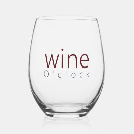 Funny Pun Wine O'clock Typografie Weinglas Ohne Stiel