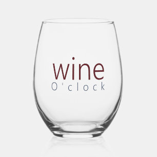 Funny Pun Wine O'clock Typografie Weinglas Ohne Stiel