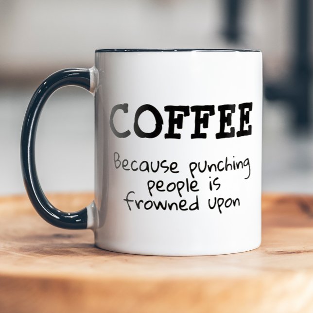 Funny Punching Frowned upon Sarcastic Tasse (Funny antisocial coffee mug)